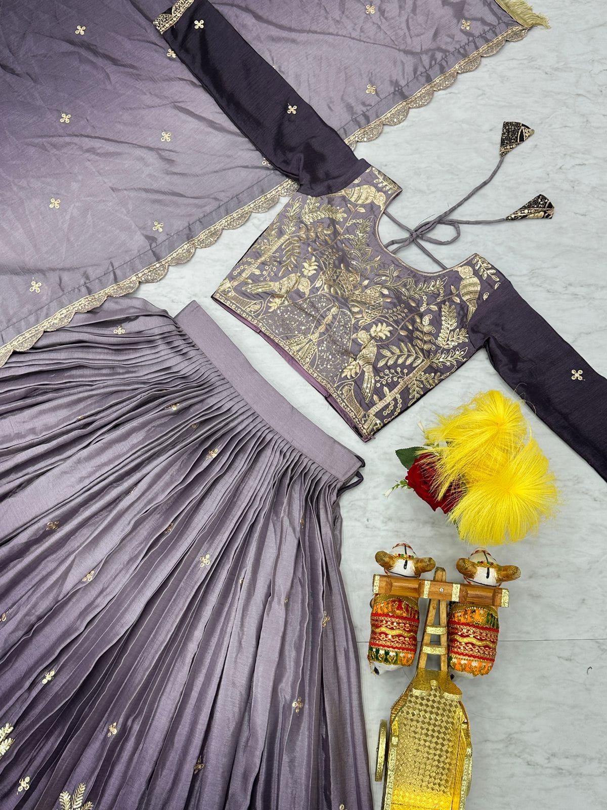 Pure Peding Chinon Flared Lehenga Choli Set – Embroidery 3mm Sequence Work