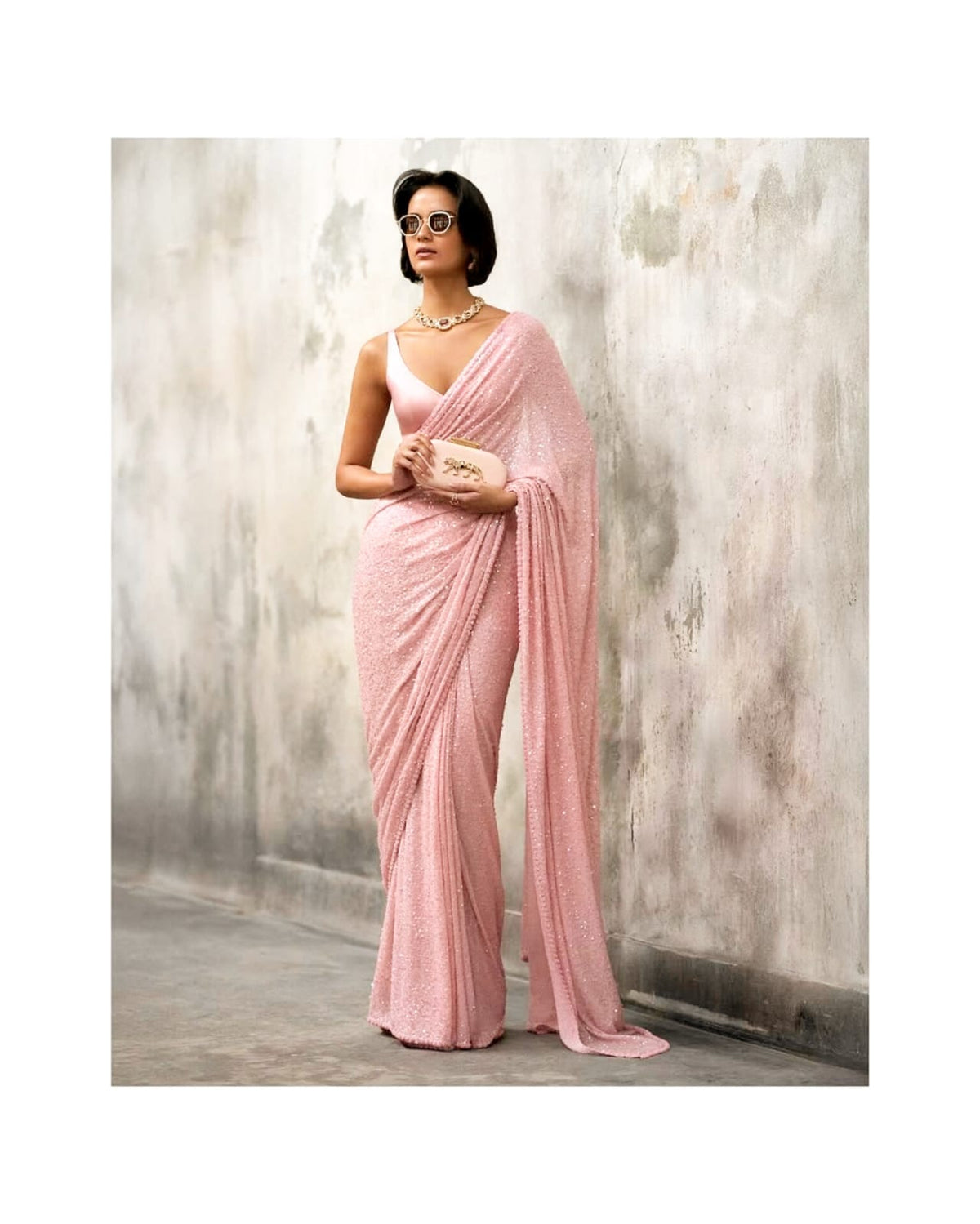 Faux Georgette Saree – Cutwork Lace Border – Sequin Embroidery