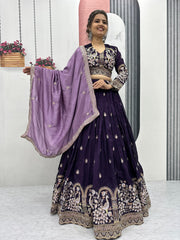 Embroidered Vichitra Silk Lehenga Choli – Sequins Work