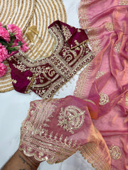 Fendy Chiffon Saree – Heavy Border – Sequin and Cording Embroidery