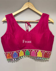 Silk Princess Cut Blouse – V-Neck – Embroidery and Mirror Work