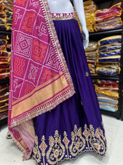 Chinone Flared Lehenga Choli Set – Heavy Gota Patti Embroidery