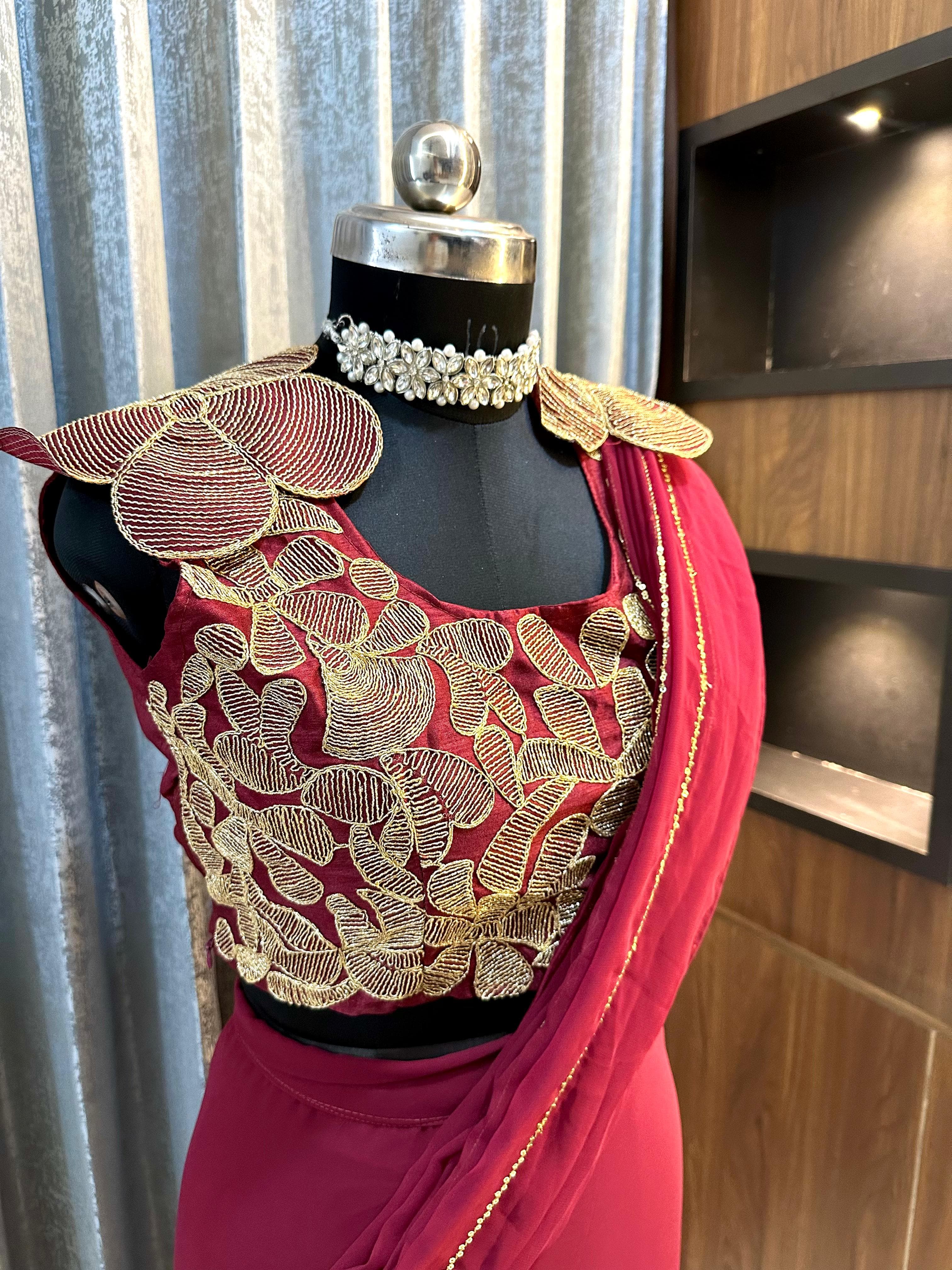 Georgette Lehenga Saree – Attached Pallu – Embroidery Sequins Work