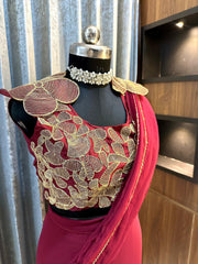 Georgette Lehenga Saree – Attached Pallu – Embroidery Sequins Work