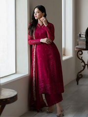 Embroidered Faux Georgette Top-Plazzo Set – Fancy Sleeves – Sequin Work