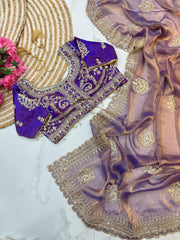 Fendy Chiffon Saree – Heavy Border – Sequin and Cording Embroidery