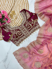 Fendy Chiffon Saree – Heavy Border – Sequin and Cording Embroidery
